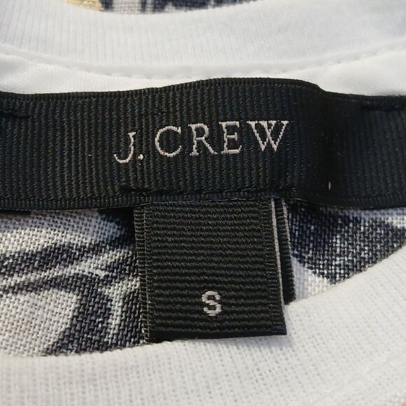 J.Crew Womens Blouse S Ivory Mixed Media Linen Tropical Preppy Career Sleeveless - Picture 7 of 9